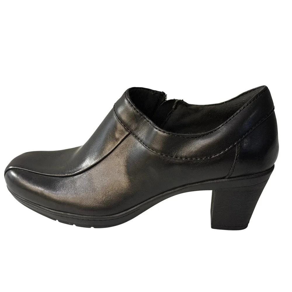 Clarks Bendables Womens Black Leather Heeled Shootie‎ Ankle Booties 10M 80460